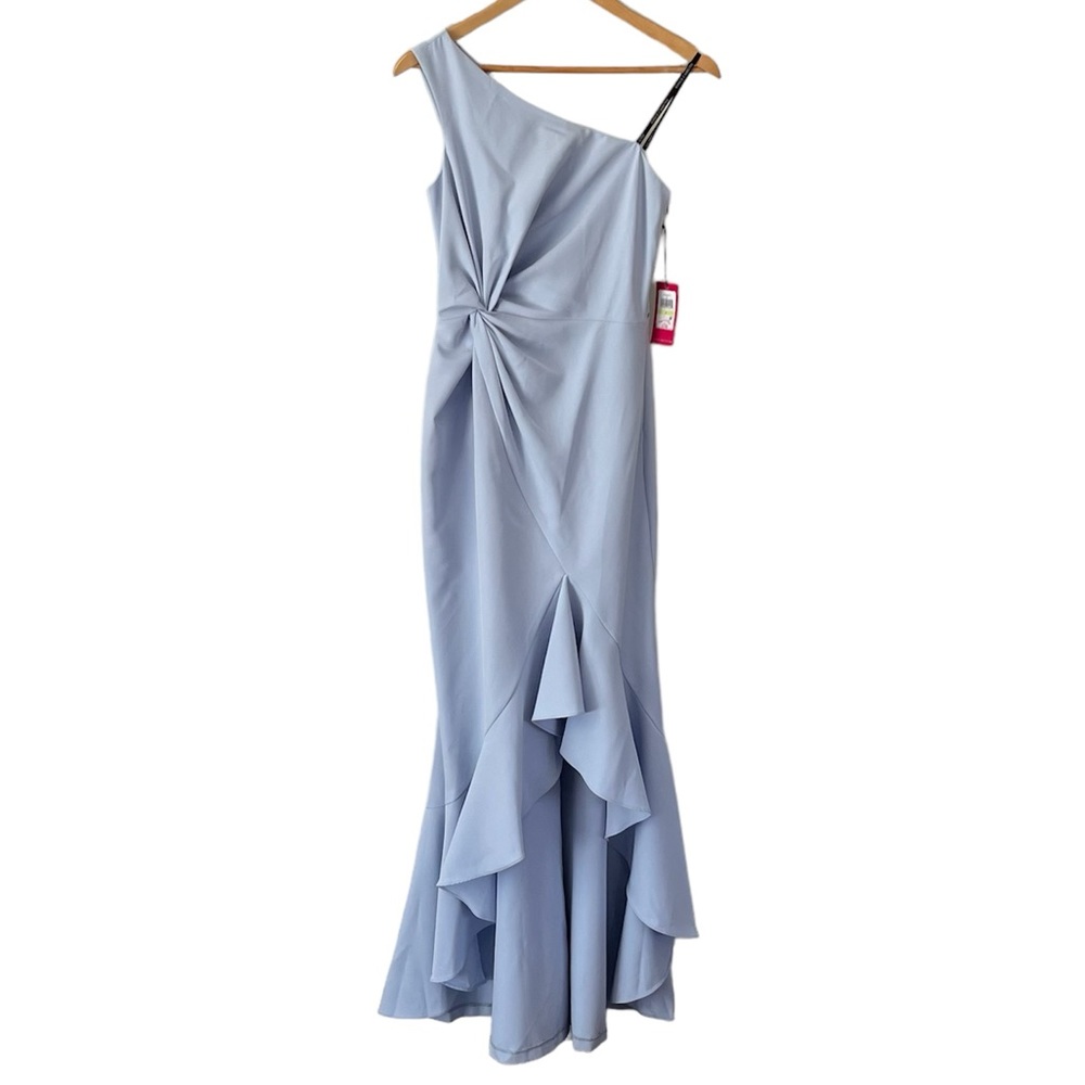 NWT Vince Camuto One Shoulder Side Twist Periwinkle Gown Size 4